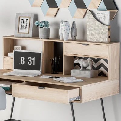 Home Office Wood Blue Set — Ver 3