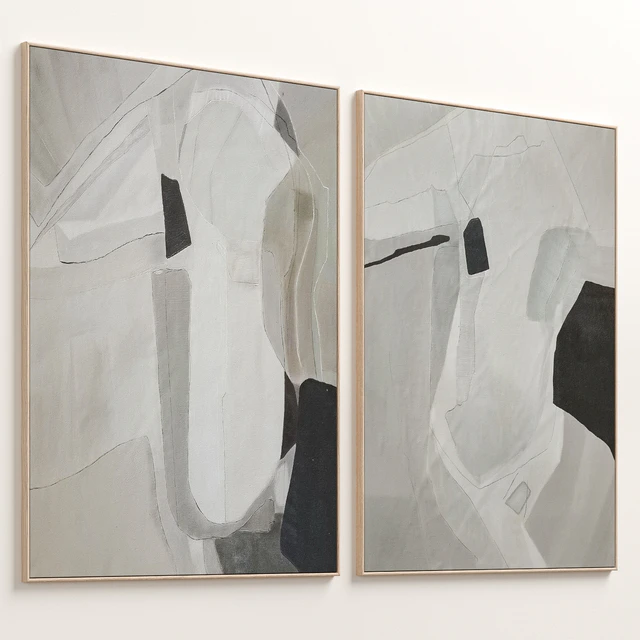 Large Mid-Century Abstract Neutral Wall Art C-864 — Скачать