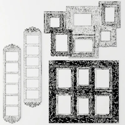 Decor, Set, Frames, classic frames, pictures, set, bleached, white, decorative, wooden — Ver 2