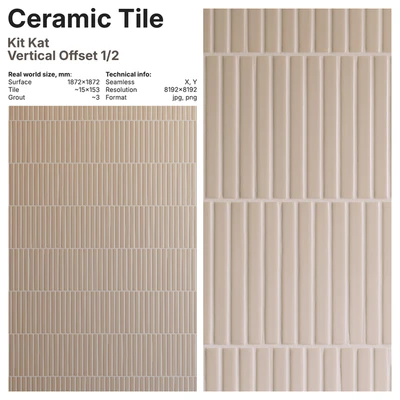 Kit Kat Mosaic Tiles 5/8x6" Vertical Offset — View 4