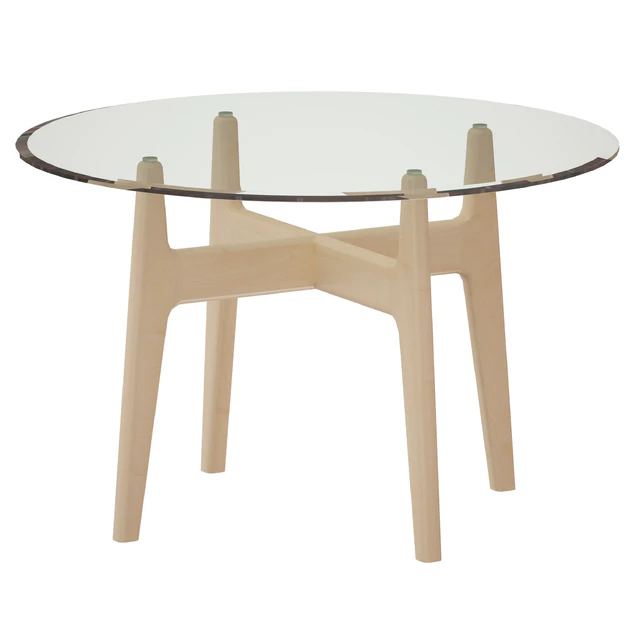 Tate 48 "Round Dining Table with Glass Top and Sand Base (Crate and Barrel) — Descargar
