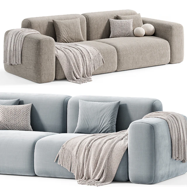 Beige Microfiber Modern Sofa by litfad 2 — Скачать