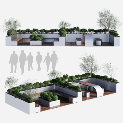 Parklet - recreation area in the park and urban environment — Ver 4