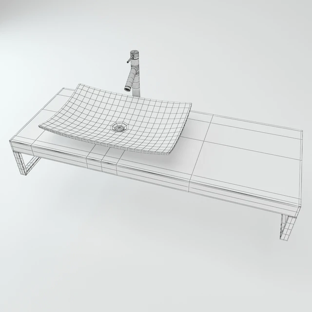 Washbasin on the wooden plate — Скачать