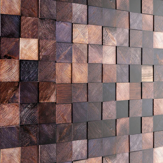 Art wall. Wooden mosaic. Wooden mosaic, wall decor, bru, bars, decorative wall — Descargar