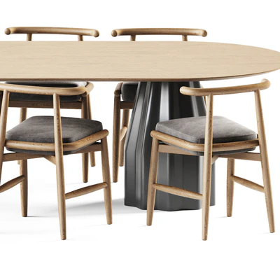 Wooden Burin Table by Viccarbe and Chair Emilia by Meridiani — Ver 2