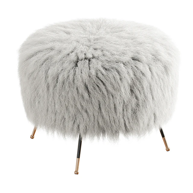 Mongolian Goat Fur Italian Footstool 2 — Скачать