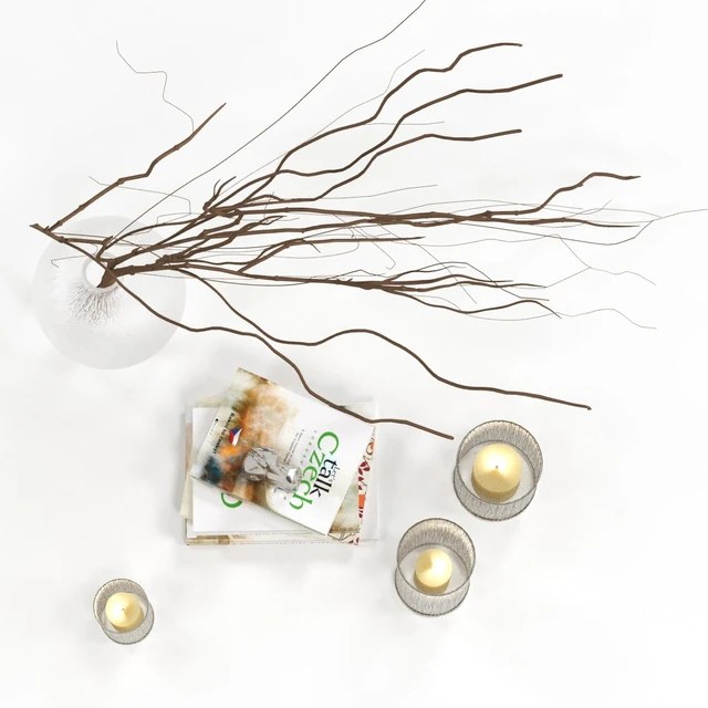 Decorative set with candles and branches in a vase — Descargar
