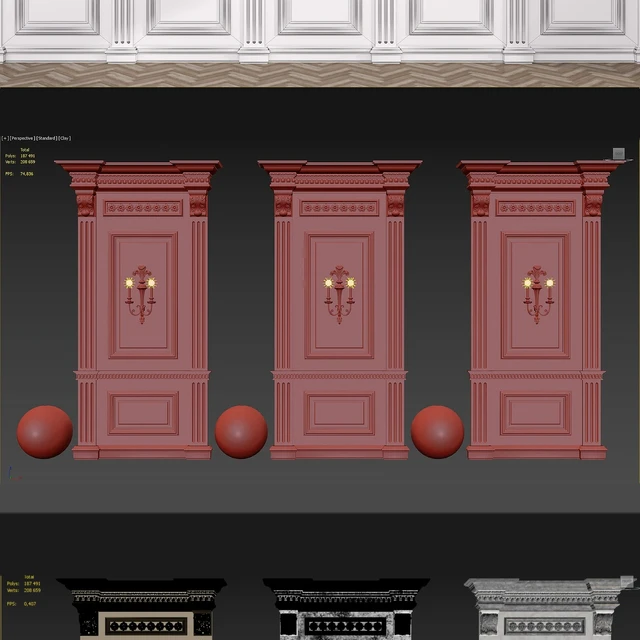 Boiserie classic panels and Decorative Crafts Wood Sconce - 1850 — Descargar