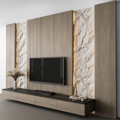 TV Wall Cliff and Wood - Set 98 — Ver 1