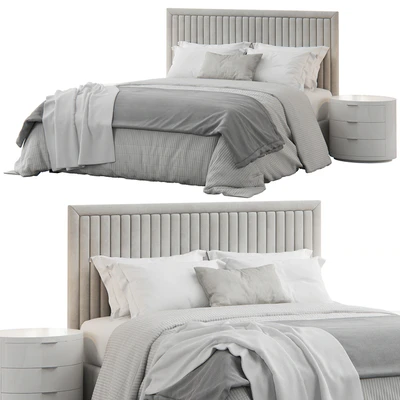 Channel Tufted Headboard Pine Queen Bed — Вид 1