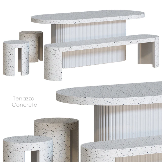 Terrazzo Concrete Table Stool Bench — Descargar