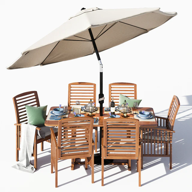 Brown Acacia 7- Piece Dining Set — Скачать