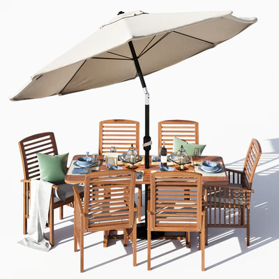 Brown Acacia 7- Piece Dining Set — Вид 1