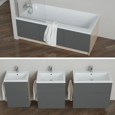 A set of bathtubs and furniture "Smart" with curtains "Easy" and soft curtains, tm Cersanit — Ver 2