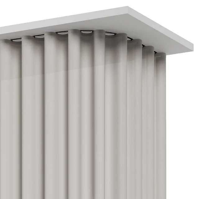 Fabric curtain for a corner bathroom with fastening to the ceiling — Download
