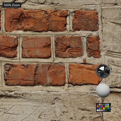 worn brick and concrete checkerboard wall texture — View 4