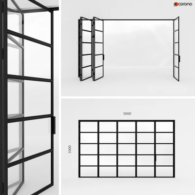 Metal door-accordion in the style of Loft 2 — Ver 1