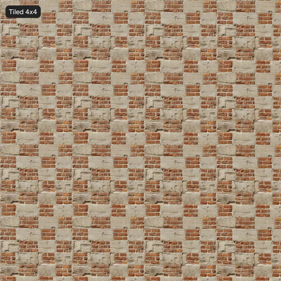 worn brick and concrete checkerboard wall texture — View 5