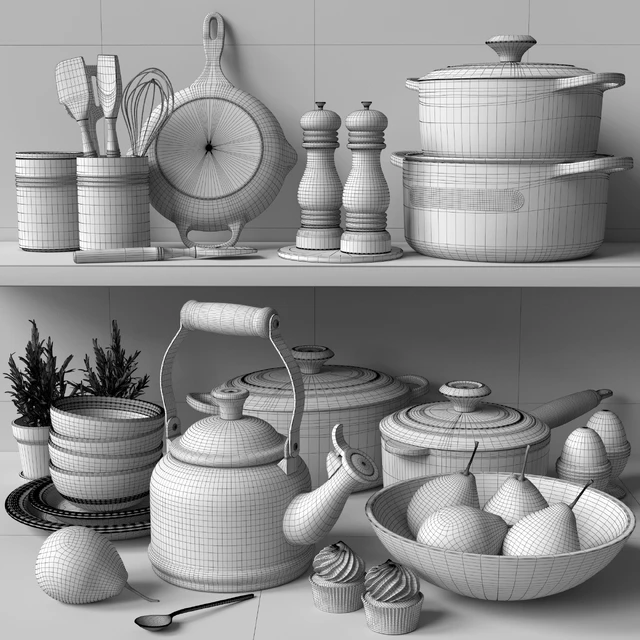 le creuset set pink. Декоративный набор для кухни — Скачать