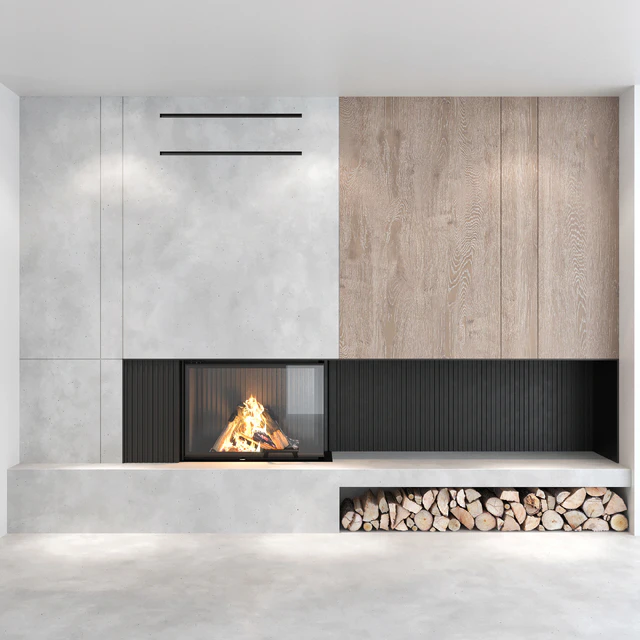 Decorative wall with fireplace set 06 — Descargar