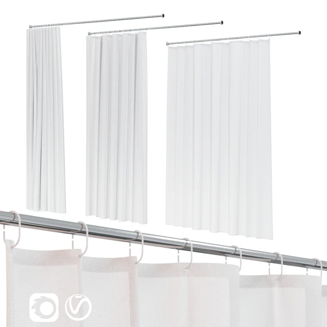 Bath curtain (shower) 200x200 cm in 3 versions (white) — Descargar