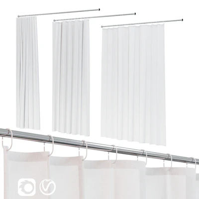 Bath curtain (shower) 200x200 cm in 3 versions (white) — Ver 1