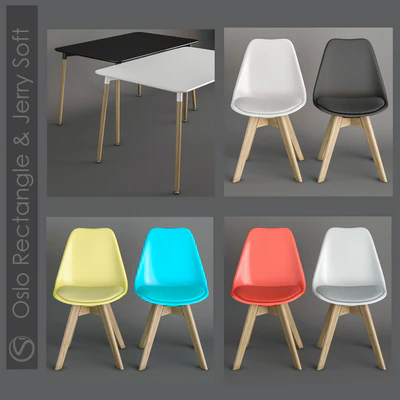 Table Oslo Rectangle and chair Jerry Soft. — Ver 2
