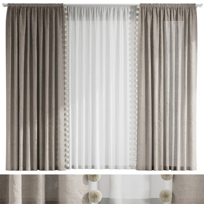 Curtains with pom-poms for the nursery — Ver 1