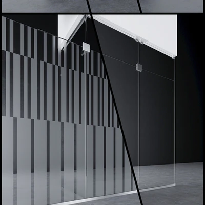 Распашные маятниковые стеклянные двери для офиса и дома   corona - vray — Вид 2
