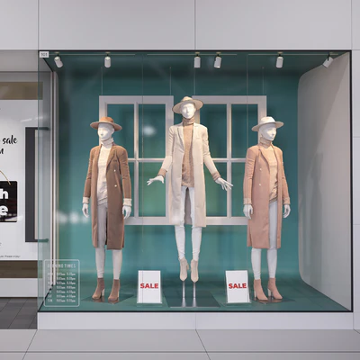Shop front with female mannequins — Ver 1