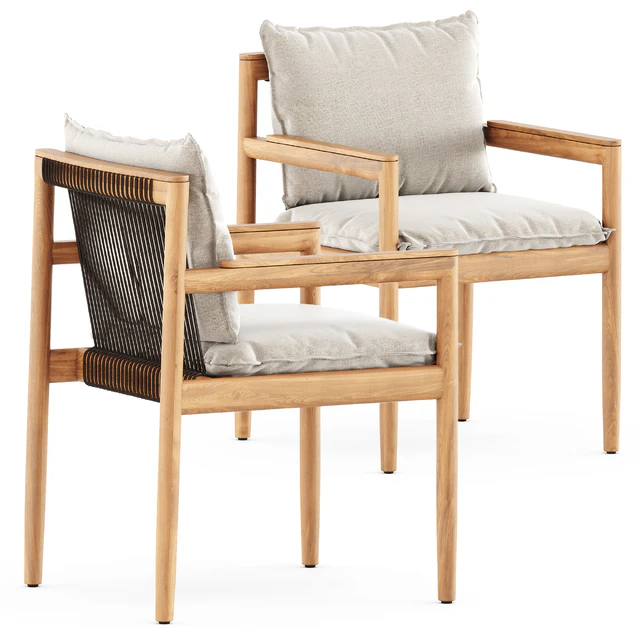 Saranac dining chair with arms and Lima dining table by Gloster — Скачать
