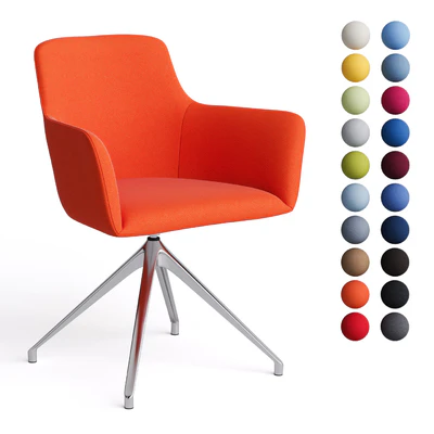Office chair City by Quadrifoglio, fabric with metal curly legs — Ver 1
