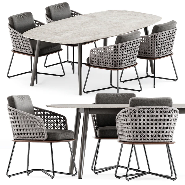 Rivera Little Armchair by Minotti and Ellisse table by Varaschin — Descargar