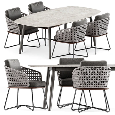 Rivera Little Armchair by Minotti and Ellisse table by Varaschin — Ver 1