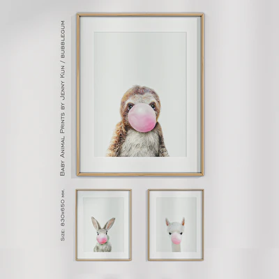 Baby Animal Prints by Jenny Kun / Bubblegum. Size: 830x650mm. — Ver 2
