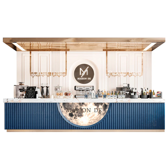 Coffee point in a classic style with a coffee machine and desserts — Descargar