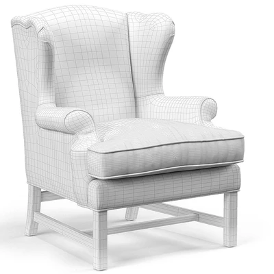 Khaki Linen English Club Chair with Red Stripe — Ver 2