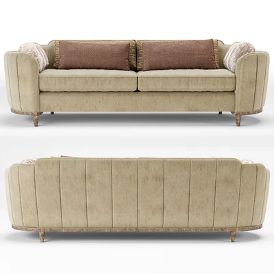Cherish Round Barrel Beige Velvet Sofa — Вид 1