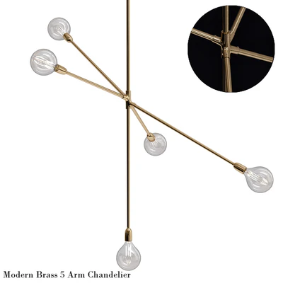 Modern brass 5 arm chandelier — Скачать