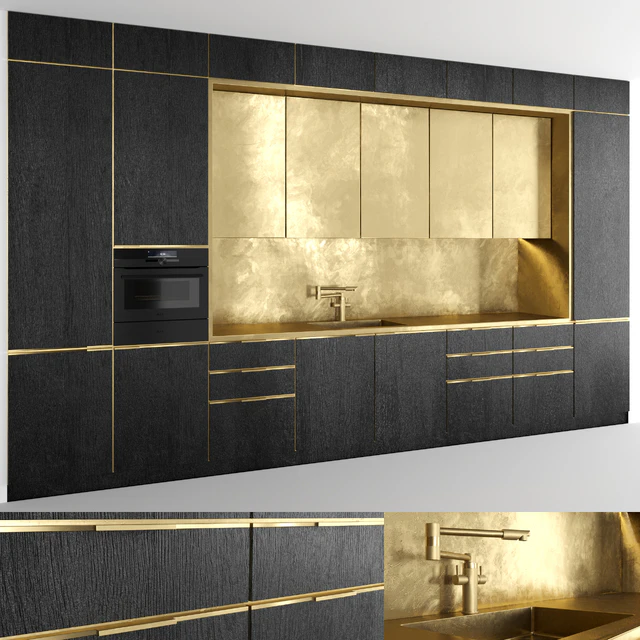 Brass black wood kitchen — Descargar