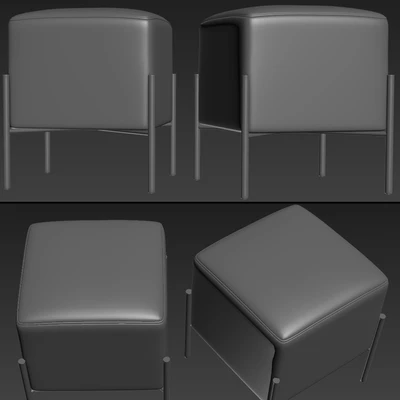 Square Black Velvet Modern Ottoman Footstool — Вид 2
