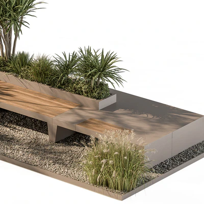 Urban Furniture Bench with Plants Set 42 — Ver 5