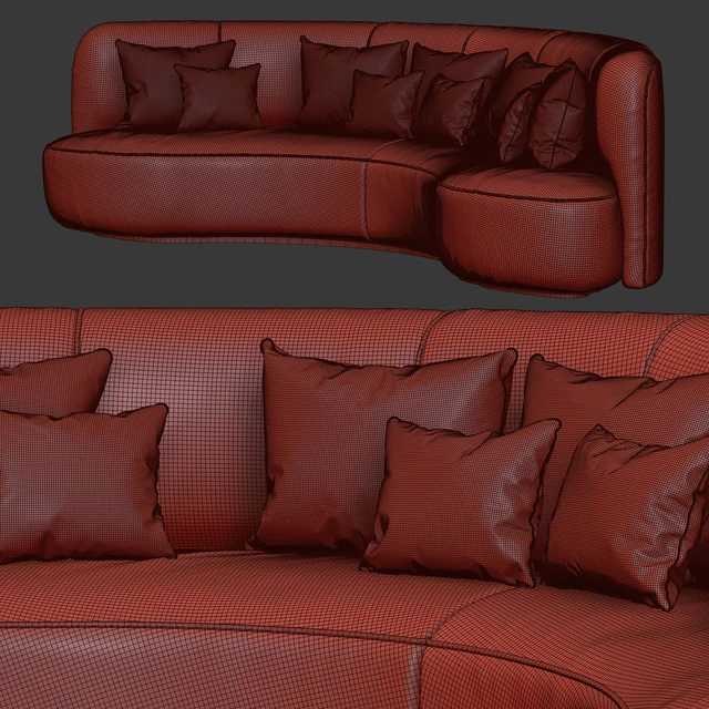 Annabel leather round sofa LS08 / Leather semicircular sofa — Descargar