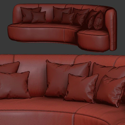 Annabel leather round sofa LS08 / Leather semicircular sofa — Ver 3