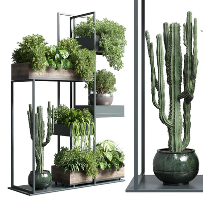 Collection Outdoor Indoor plant stand-metal and wooden vase 13 — Ver 1