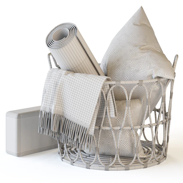 Wicker basket with yoga accessories — Descargar
