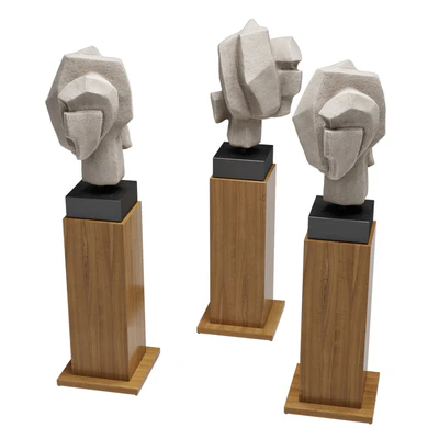 Head cubistic portret sculpture — Вид 3