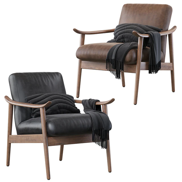 Mid-Century Vegan Leather Show Wood Chair — Descargar