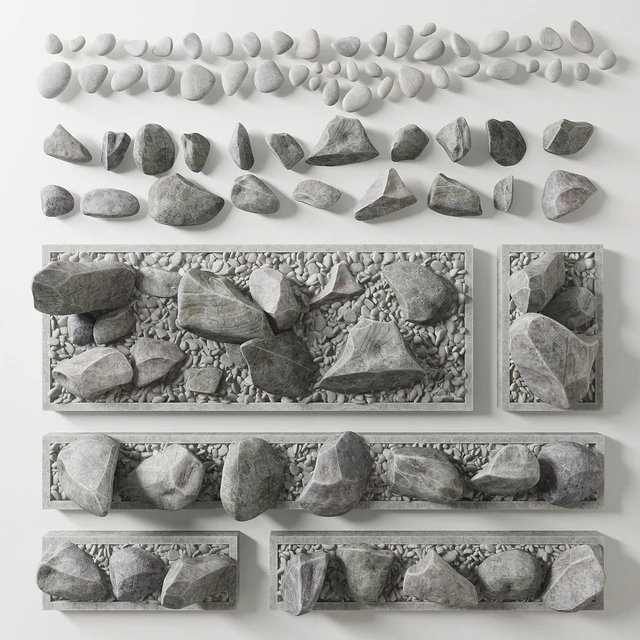 Flowerbed pebble rock decor street — Descargar